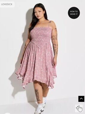 Lovesick Smocked Blush Pink Floral Handkerchief Hem Mini Dress